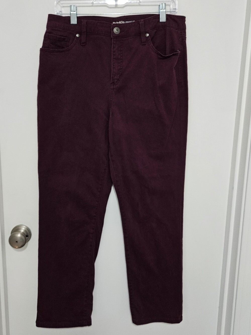 Style & Co Womens Straight Leg Maroon Pants Size 12P